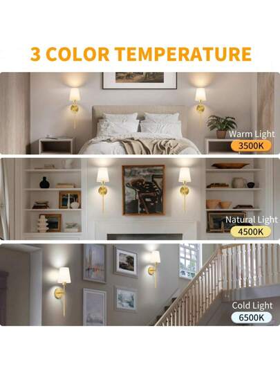 Battery Operated Wand Sconces Fabric Shade, Rechargeable LED Lights Set Of 2, Dimmable Wireless Lamp Temperature, 12 RGB Remote Bedroom Living Room Hallway view 4