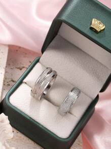 2 件优雅简约不锈钢 18K 镀金情侣戒指，6 毫米哑光女戒，8 毫米哑光男戒，适合订婚、女士礼物、日常情侣佩戴 - 金色 - 查看 6