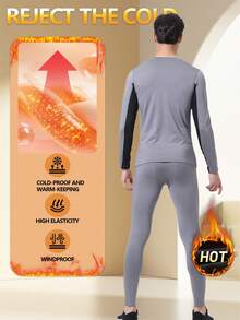 Men's Thermal Lined Thermal Sportswear Set, Suitable For Outdoor Activities Like Skiing, Running, Fitness, Cycling