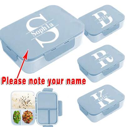صندوق غداء مخصص الاسم مع غطاء، صندوق بنتو للسفر، صندوق تخزين طعام محكم الإغلاق، أدوات مائدة للتخييم والخارج DIY، ملحقات مطبخ محكمة للتسرب، صندوق إفطار محمول قابل للتخصيص. متعدد الوظائف، متين، جميل، قابل لإعادة الاستخدام، راقي، أنيق، عالي الجودة، وملون. مناسب للحياة المنزلية والمطبخ والتموين، وأدوات المائدة المخصصة.