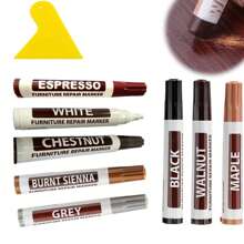 复合地板维修套装带加热笔，木质乙烯基地板家具维修套装油毡维修硬蜡补漆笔覆盖划痕、污渍、裂缝、门、橱柜、桌子孔洞