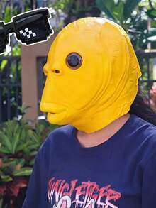 1pc Funny & Creative Prop, Modern Style Fish Head Mask, Adult Party Costume Fish Head Mask, Unisex, Suitable For Easter,Halloween,Carnival, Masquerade Ball, Party & Holiday Amusing Prank Prop [Small Holes May Appear Due To The Thermal Expansion And Contraction Of The Material, Which Is A Normal Phenomenon And Not Related To The Product Quality]