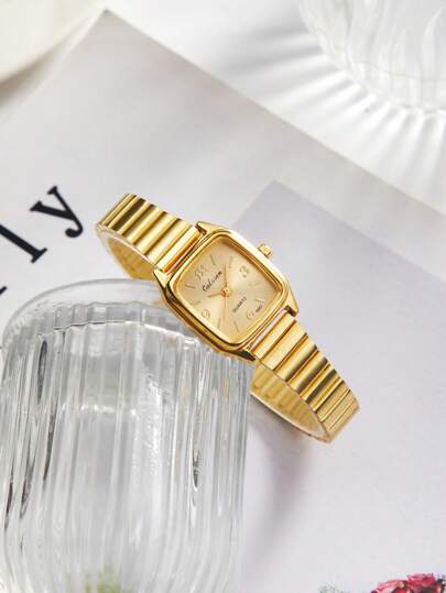 1 件简约小罗马数字石英手表弹性表带适合生日、礼物日常装饰