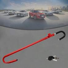 Car Steering Wheel To Pedal Lock Anti-Theft Device Twin Hook With 2 Keys Red F - Red - View 9