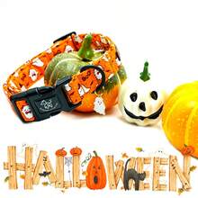 Elegant Little Tail Halloween Dog Collar Ghosts Collars Holiday With Quick Release Buckle Pet Puppy Collar