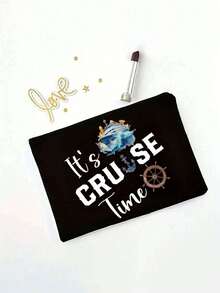 邮轮主题旅行化妆礼品袋，化妆包/洗漱包，拉链化妆包，拉链洗漱收纳包，拉链手机包，铅笔盒，化妆刷收纳包，适合女性、女孩、妈妈、姐妹、朋友、邮轮爱好者，文具旅行必备化妆包，假日必备化妆包，化妆收纳包，化妆品收纳袋，2024冬季假日化妆收纳包