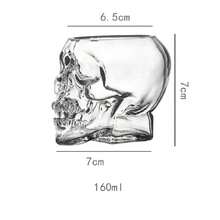 Bộ 1/2 ly thủy tinh hình đầu lâu, thủy tinh dày dặn, thiết kế độc đáo, chỉ rửa bằng tay, thích hợp cho rượu whisky, đồ uống và nhiều loại khác, có thể tái sử dụng, lý tưởng cho quán bar, tụ họp gia đình, nhà hàng, lễ hội Halloween và các bữa tiệc. - Trong sáng - Xem 10