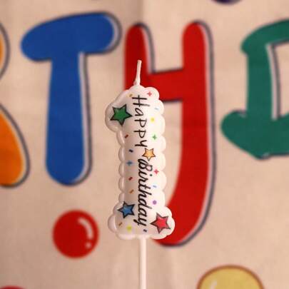 1 件生日数字蜡烛，白色气球生日蜡烛蛋糕，亮片蜡烛蛋糕装饰，适合周年庆典物品