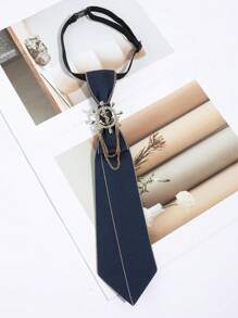 1 件男士时尚复古水钻船舵流苏可拆卸领结，纯色休闲日常佩戴领带 - 彩色 - 查看 13