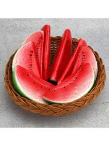 6 PIEZAS de Rebanadas de Sandía Falsas, Frutas Artificiales de Simulación Realista para Decoración en Fiestas, Hogar, Cocina, Bodas, Fotografía y Eventos