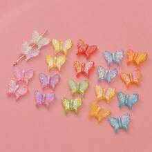 100Pcs 13*16mm Acrylic Iridescent Butterfly Loose Beads Earrings Pendant Jewelry Making Material Handmade DIY Accessories - Loại bướm - Xem 11
