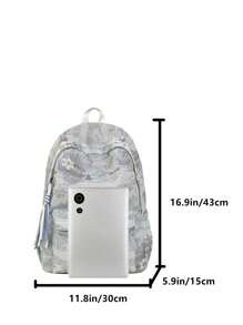 1 Stück Damen modischer sinistischer Nylon Schulrucksack Pendlerrucksack, leicht mit großer Kapazität und verstellbarem Tragegurt, für Universität, weiterführende Schule, Urlaub, Lässig, Preppy, Sport, andere Drucke, für College Studentinnen, Geschenke für Freundin