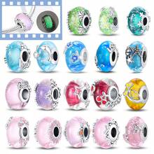 1 Piece Sterling Silver Luminous Charm Bead, Suitable For Original Bracelets, 100% 925 Pure Silver, Exquisite Style, Women's Jewelry Gift, Jewelry, Exquisite Snowflake Sky Blue Glass Cat Eyes, A Gift For Girls