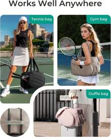 KAUKKO Bolsa de tenis KAUKKO para gimnasio, para mujer y hombre. Con capacidad para 2 raquetas, compartimento para zapatos y bolsillo impermeable. Bolsa deportiva con capacidad para portátiles de hasta 15,6 pulgadas. Bolsa de fin de semana para mujer.