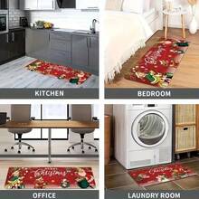 Christmas Decorative Floor Mat, Kitchen Carpet, Stain Resistant And Easy To Clean, Suitable For Daily Decoration And Cleaning In Restaurants, Kitchens, And Bathrooms, A Wonderful Holiday Decoration Gift
