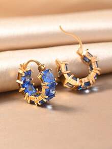 1 Pair Women's Minimalist Fashion Black Hoop Earrings, Unique Design Daily Earrings, Birthday Gift