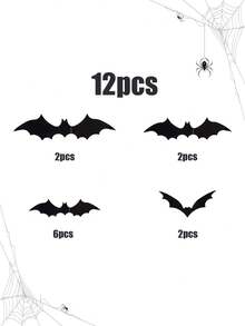 4 Stücke/8 Stücke Halloween Fledermaus Ballon Set, enthält 12 Stücke/Set Fledermaus Aufkleber, Schädel, Fledermaus, Kürbis, Hexe, Spinne Geist Muster, geeignet für gruselige Halloween Nacht Party Dekoration, Trick or Treat Party Dekoration, Halloween Dekoration, Geburtstags Party Dekoration