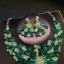 1 Set Women's Jewelry Set, Rhinestone Inlaid Necklace And Earrings 3 Pieces Fashionable And Elegant, Suitable For Brides, Weddings, Galas, Formal Occasions