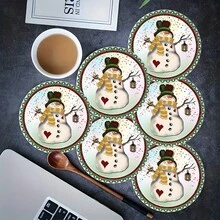 2pcs/4pcs/6pcs Silica Gel Snowman Pattern Placemats, Home Decor, Christmas, Christmas Gift, Christmas Decoration, Suitable For Dining Table, Coffee Bar, All Season Decoration, Washable Tablemats, Room Decor, Placemats, Coasters, Drain Mats, Kitchen Dining Table Mats, Indoor Outdoor Party Decor, Home Decor, Ideal Gift