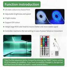 44 Key Wireless IR Remote Controller Dimmer Switch, 4 Pin 2 Ports RGB Control Box (DC12V-24V), For 4pin RGB 3528 5050 LED Light Strip (Dual Outputs)