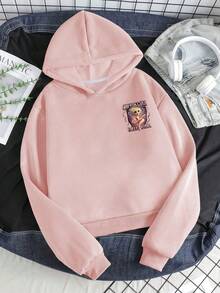 Sudadera de manga larga con patrón de bailarina de ballet y café para niña, adecuada para uso diario en otoño/invierno - Rosa - Ver 3