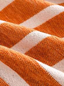 1 件套雪尼尔沙发盖毯，波西米亚叶子图案，柔软，宠物友好，可机洗，100% 涤纶，带沙发保护套，适用于卧室、客厅、家居装饰 - 橘色 - 查看 3