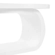 Modern Cloud Coffee Table With 1.5" Thick Tabletop, Cream Style Irregular End Table With Curved Legs, Unique Design Accent Table With Round Edge For Living Room, Apartment, White