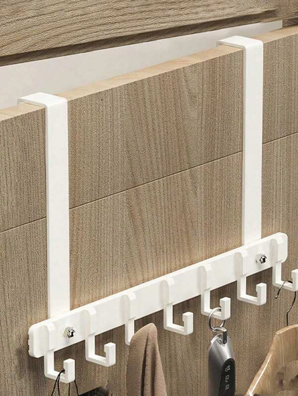 1pc Over-The-Door Clothes Hanger - Wall-Mounted Hook Rack & Storage Shelf, Multi-Functional Door-Back Organizer For Coats, Towels, Bags & Accessories, Ideal For Bedroom, Bathroom & Entryway