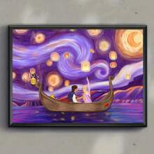 1pc Exquisite 5D Diamond Painting Kit, DIY Art Piece Of Boat Under Pink Starry Sky, Elegant Unframed Room Decor, Full Round Diamond DIY Kit, Leisure & Stress Relief Handcraft With Perfect Dotting Effect