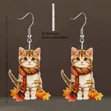 1pair Cute Black & White Cat Ear Acrylic Earrings: Adorable Cartoon Style Jewelry, Perfect Gift For Mom And Girlfriend, Ideal For Holidays And Mother's Day - Multicolor - View 20