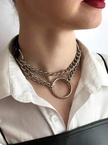 1件装女士皮革颈链时尚腰带风格朋克风项链锁骨项链摇滚颈链新娘饰品万圣节 - 黑色 - 查看 3