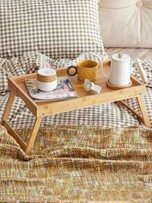 1pc Foldable Laptop Desk Tray, Suitable For Bed, Sofa, Outdoor Picnic, Eating Snacks And Working, Natural Material With Varied Texture, Detachable Accessories (Gifts For Father's Day, Mother's Day, Back To School)