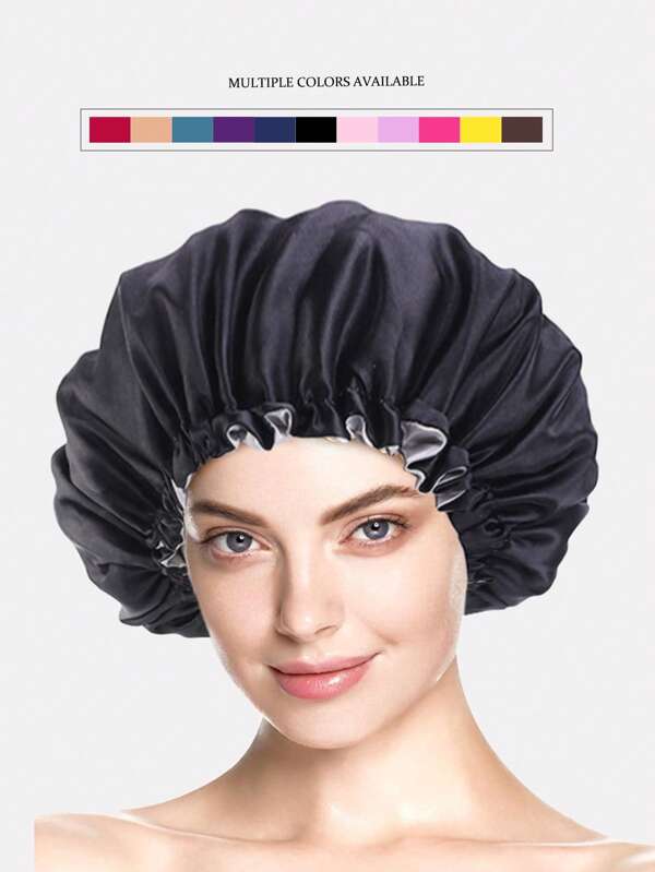 1pc Double Layer Satin Sleep Cap For Women, Suitable For Daily Wear, Hair Care, Chemotherapy With Adjustable Strap Silk Bonnet Satin Bonnet