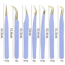 MyAoKuE-Up 1PC Purple Eyelash Tweezers Stainless Steel Superhard Tweezer High Precision Anti-Static Makeup Supplies Lash Extension Make UpTools - Multicolor - View 5