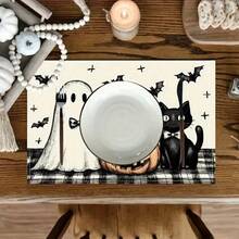 1/2/4/6 Piece Table Mat Set, Halloween Themed Style, Bat Pattern Print, Size 30x45 Cm. Polyester Halloween Placemats Are Suitable For Home Kitchens/Heat-Resistant Tablecloths, Easy To Clean, And Are Ideal Accessories For Home Kitchen Dining Tables. They Are Suitable For Family Gatherings And Indoor Occasions, And Are The Best Choice For Halloween Decoration.