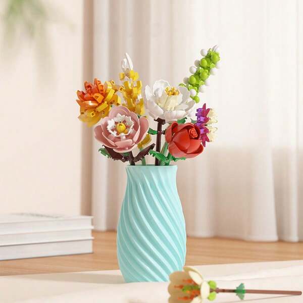 1 pièce Décoration de fleur éternelle, blocs de construction en forme de rose - idéal pour la Saint-Valentin, les anniversaires, Halloween et Noël, avec une beauté durable, un assemblage amusant et une décoration charmante pour surprendre vos proches, résolvant la pression des derniers cadeaux de minute, convenant pour exprimer des soins en toute occasion.