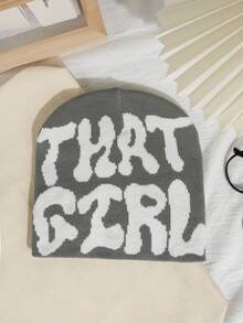 1顶/2顶 女士时尚Y2K“THAT GIRL”提花针织帽，保暖且适合秋冬季日常佩戴 - 彩色 - 查看 6