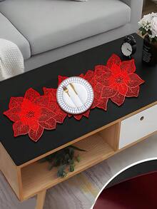 1 件圣诞花 PVC 金箔桌旗，适用于圣诞餐桌中心装饰、节日派对婚礼宴会桌布 - 彩色 - 查看 7