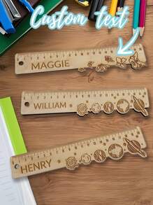 School Is Starting! Customized Wooden Children's Triangular Rulers, Teacher's Vector Graphics, Customized Name Triangular Rulers. On The First Day Of School, School Supplies, Children's Gifts, Unicorn Patterns, Rocket Patterns, Hot Air Balloon Patterns, Wooden Rulers, Suitable For Boys And Girls, Essential School Supplies., School Supplies,Back To School