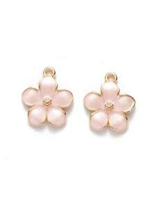 10 Alloy Oil Drip Small Flower Pendant Necklaces, Bracelets, And Earrings Craft Accessories - Pink - View 14