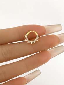 1pc Glitter CZ Pave Ear Piercing Ring 18 Gauge Piercing Hoop Clicker, Hypoallergenic 925 Sterling Silver Nose Rings /Septum Rings,Yellow Gold Tragus Helix Cartilage Conch Earring Hoops,For Women And Men For Daily Wear(Sold As 1 Piece) - Multicolor - View 3