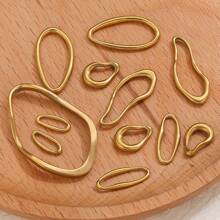 5 件不锈钢 18K 镀金简约镂空框架吊坠链扣和项链连接器 DIY 珠宝制作用品日常佩戴不锈钢吊坠 - 邊框吊墜 - 查看 4