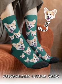 1 par de calcetines con estampado de cara personalizable "Pon cualquier cara en los calcetines" Calcetines divertidos de tripulación con estampado de cara para mujeres, calcetines personalizados con fotografía con hombres apuestos, mujeres hermosas, mascotas, perros y gatos, regalo único para el Día de San Valentín y cumpleaños - Perrito, Gato, Gatitos Adorables, Contraídos, Divertidos, Cálidos - Personalizados, Únicos, Regalos personalizados para hombres/mujeres Regalos ideales para él, novio, amigos - Dormitorio, para bodas, para días festivos, para aniversarios, para cumpleaños