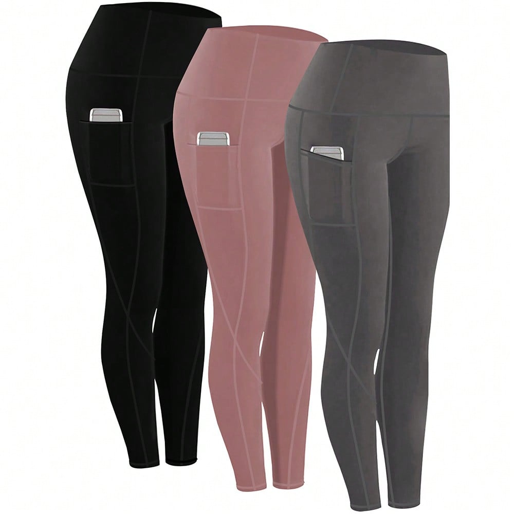 Conjunto de 3 piezas de pantalones de yoga para mujer talla grande, mallas de yoga ajustadas, pantalones deportivos de compresión ceñidos, mallas co