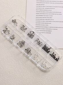 銀色金屬美甲飾品附金色美甲穿孔筆，3D龐克美甲鉚釘裝飾哥德式錐形尖刺鉚釘美甲小棒飾品，Y2K美甲裝飾，適合DIY美甲設計與美甲手工 - 彩色 - 查看 7