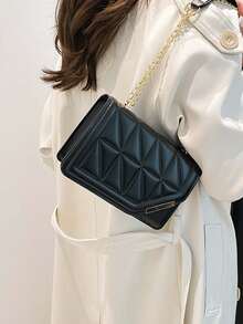 Multi Functional Solid Color PU Leather Flap Quilted Bag, Simple Large Capacity Travel Vacation Metal Chain Square Bag, Simple Diagonal Shoulder Bag, Black Square Bag, Fashionable Business Commuting Shoulder Bag, Lightweight Outdoor Shopping Women's Crossbody Bag,Women's Tote Bag, Women's Fashion Backpack, Women's Functional Backpack, Women's Handbag, Women's Shoulder Bag, Women's Dinner Bag, Women's Backpack, Wallet, Elegant Women's Handbag, Handbag, Women's Work Bag, Travel Essentials, Beach Bag, Women's Wallet And Handbag, Essential Items For Shipping, White Wallet, Vacation Essentials, Wedding Supplies - 彩色 - 查看 4