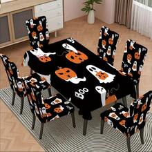 1/4/6/8 Stücke, modische Halloween-Stil bedruckte Stuhlbezüge/Bürostuhlbezüge/Stuhlbezüge für Esszimmer, geeignet für moderne tägliche Dekoration in Innenräumen von Familien-Restaurants und Hotels. Die elastischen Stuhlbezüge können gereinigt werden und sind ein ideales Halloween-Geschenk