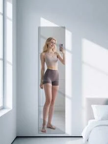 1/4/8pcs 20*20cm Round Corner Acrylic Wall Mirror Stickers – Self-Adhesive Decorative Panels For Bedroom, Dorm, Closet – Soft Splicing Mirror (Not For Reflection Use)