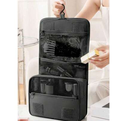 1 件大容量防水旅行洗漱包、挂式洗漱包、便携式化妆品收纳包、化妆品收纳包、多功能化妆包、多层化妆刷架、洗漱包、手提包、大容量香水收纳盒、防水收纳包、多功能化妆包适用于洗漱用品、彩色笔、眼影刷、卫生巾收纳包、口红收纳包、化妆刷、眼线笔、唇彩、护肤品、数码产品收纳、母亲节礼物、圣诞节礼物、情人节礼物、适合送给妈妈、朋友、老师