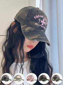 1 pieza Gorra de béisbol ajustable con decoración de cruz de camuflaje, versátil